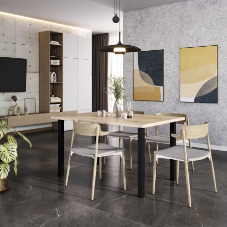 Pieds carrés pour table, 50x50mm, Peint en noir, Acier, 4 u 