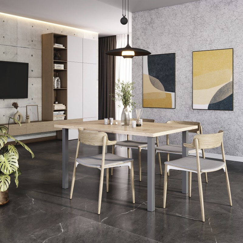 Pieds carrés pour table, 50x50mm, Peint en aluminium, Acier, 4 u 