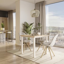 Pieds carrés et cadre de table, 50x50mm, 750x750, Peint en blanc, Acier, 1 ut. 