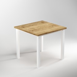 Pieds carrés et cadre de table, 50x50mm, 750x750, Peint en blanc, Acier, 1 ut. 