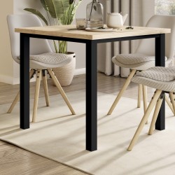 Pieds carrés et cadre de table, 50x50mm, 750x750, Peint en noir, Acier, 1 ut. 