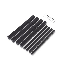 Pieds carrés et cadre de table, 50x50mm, 750x750, Peint en noir, Acier, 1 ut. 