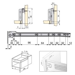 Kit de tiroir pour cuisine Ultrabox, hauteur 86 mm, prof. 350 mm, Acier, Gris métallisé, 10 ut. 