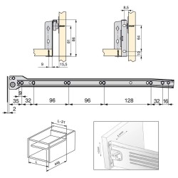 Kit de tiroir pour cuisine Ultrabox, hauteur 86 mm, prof. 450 mm, Acier, Gris métallisé, 10 ut. 