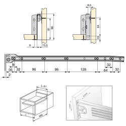 Kit de tiroir pour cuisine Ultrabox, hauteur 86 mm, prof. 500 mm, Acier, Gris métallisé, 10 ut. 