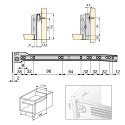 Kit de tiroir pour cuisine Ultrabox, hauteur 118 mm, prof. 350 mm, Acier, Gris métallisé, 10 ut. 