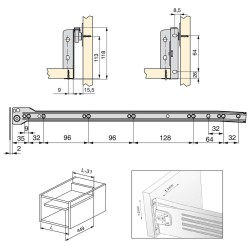 Kit de tiroir pour cuisine Ultrabox, hauteur 118 mm, prof. 500 mm, Acier, Gris métallisé, 10 ut. 