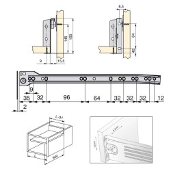 Kit de tiroir pour cuisine Ultrabox, hauteur 150 mm, prof. 350 mm, Acier, Gris métallisé, 10 ut. 