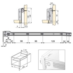 Kit de tiroir pour cuisine Ultrabox, hauteur 150 mm, prof. 450 mm, Acier, Gris métallisé, 10 ut. 