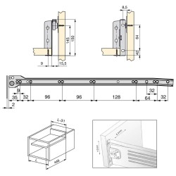 Kit de tiroir pour cuisine Ultrabox, hauteur 150 mm, prof. 500 mm, Acier, Gris métallisé, 10 ut. 