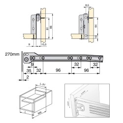 Kit de tiroir pour cuisine Ultrabox, hauteur 86 mm, prof. 270 mm, Acier, Gris métallisé, 10 ut. 
