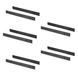 Paire de coulisses pour tiroires, à billes, 45 x 300 mm, à sortie totale, Noir, 5 ut. 
