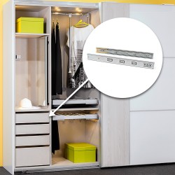 Paire de coulisses pour tiroirs, à billes, 45 x 300 mm, sortie totale, fermeture amortie, Zingué, 5 ut. 