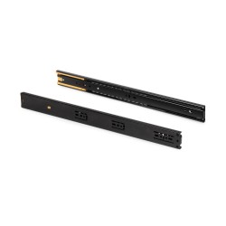 Paire de coulisses pour tiroirs, à billes, 45 x 300 mm, sortie totale, fermeture amortie, Noir, 5 ut. 