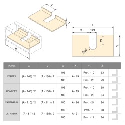 Sous-évier pour tiroir de salle de bain, courbe, Plastique, Gris, 10 ut. 